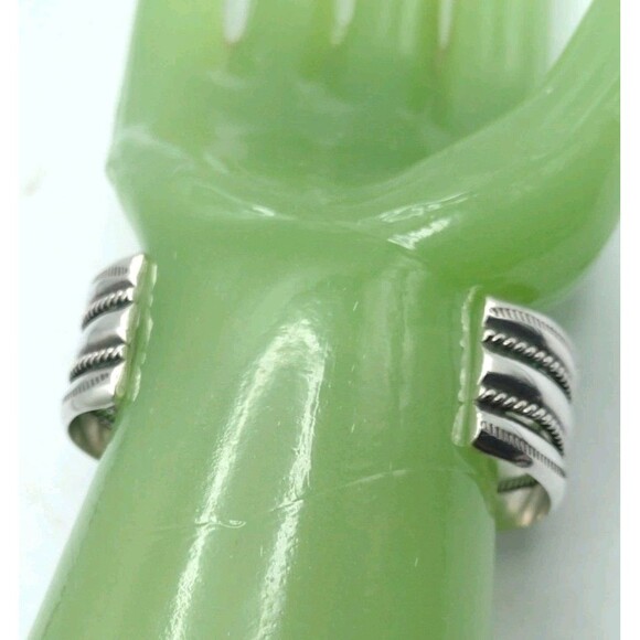 Native American 3/4" Navajo Sterling Silver Bracelet Cuff TAHE 41g Size 6.5-6.75 - Picture 9 of 15